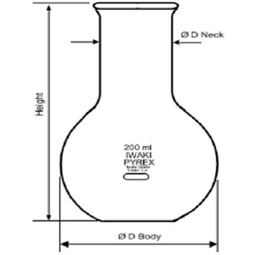 IWAKI Boiling Flask Flat Bottom Wide Neck 100 ml [4062FK100]